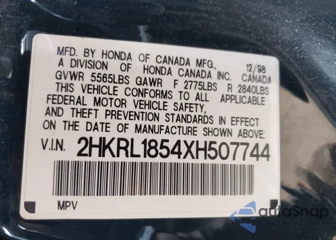 1999 Honda Odyssey Lx из США, поврежденный, VIN 2HKRL1854XH507744